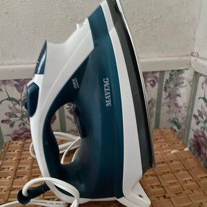 Navy and White Electric Iron